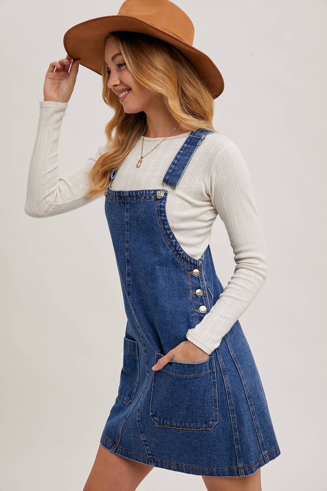 Bluivy - Wholesale Overalls - Women's - DENIM OVERALL MINI DRESS WITH POCKETS11