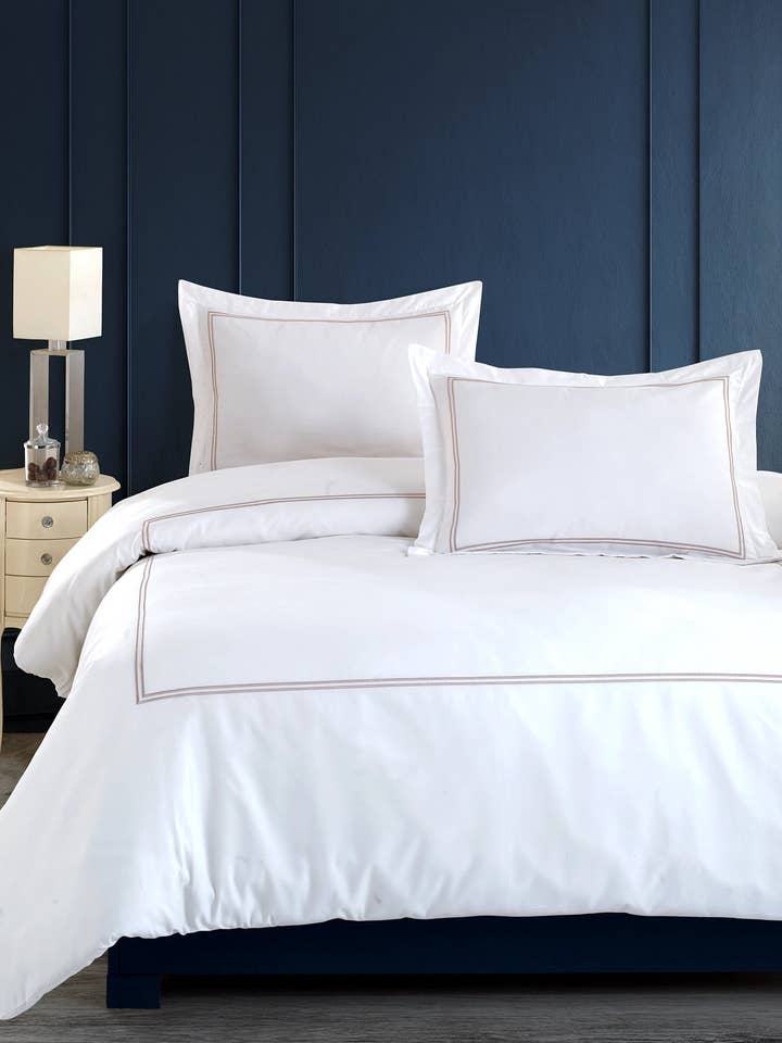 Luxury Silver Stripe Bedding Set for wholesale by Globaltex Fine Linens