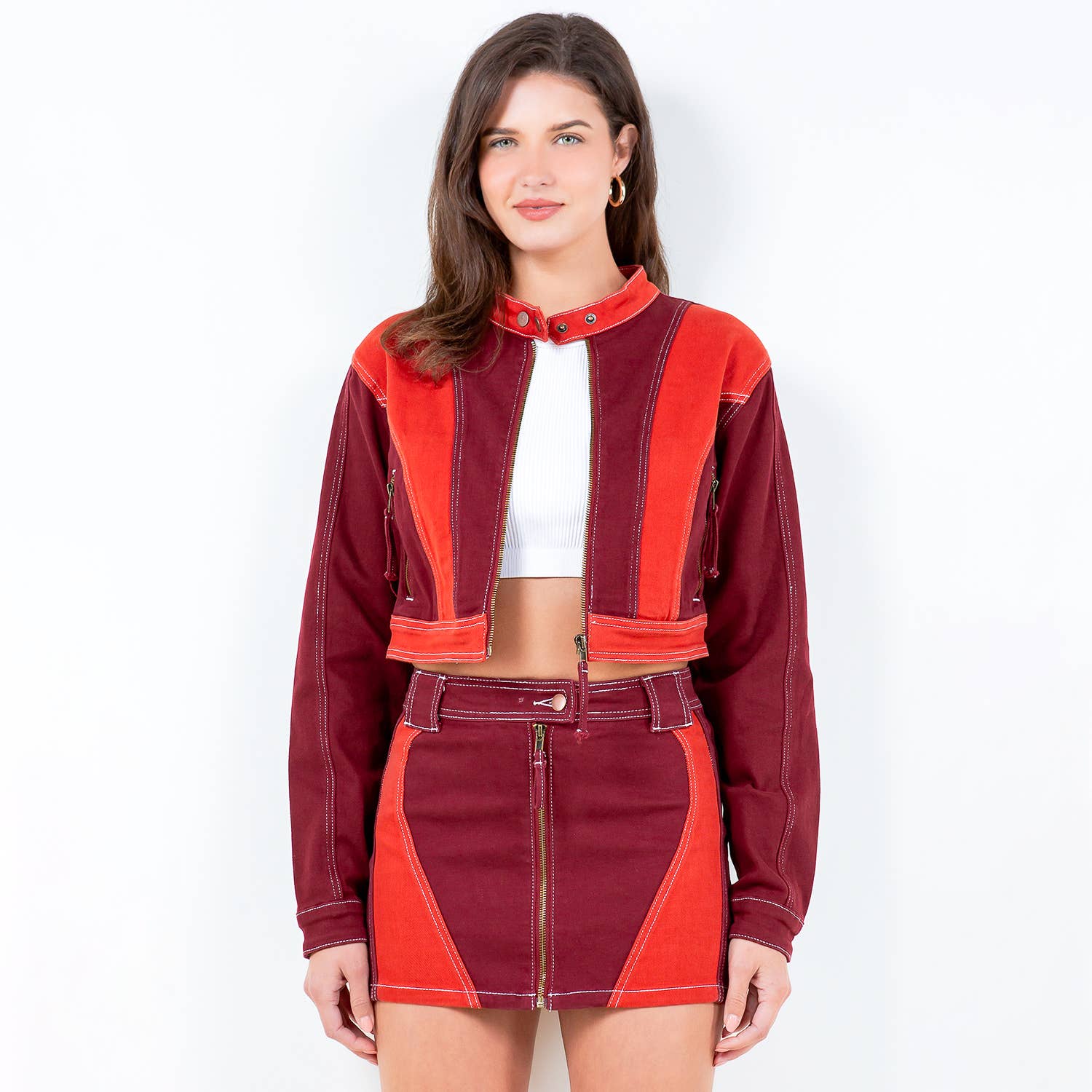 American Bazi - Wholesale Jacket - Women's - ZIPPER TRIM PATCHWORK RIDER JACKET-RJK8505