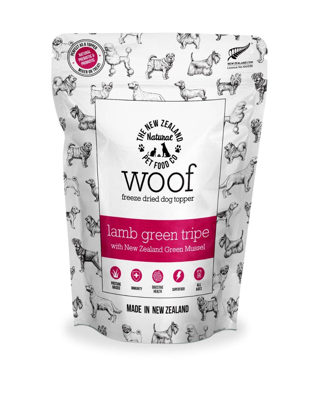 The New Zealand Natural Pet Food Co - Wholesale Pet Treats - Dog - Woof Lamb Green Tripe Topper 6.3oz0