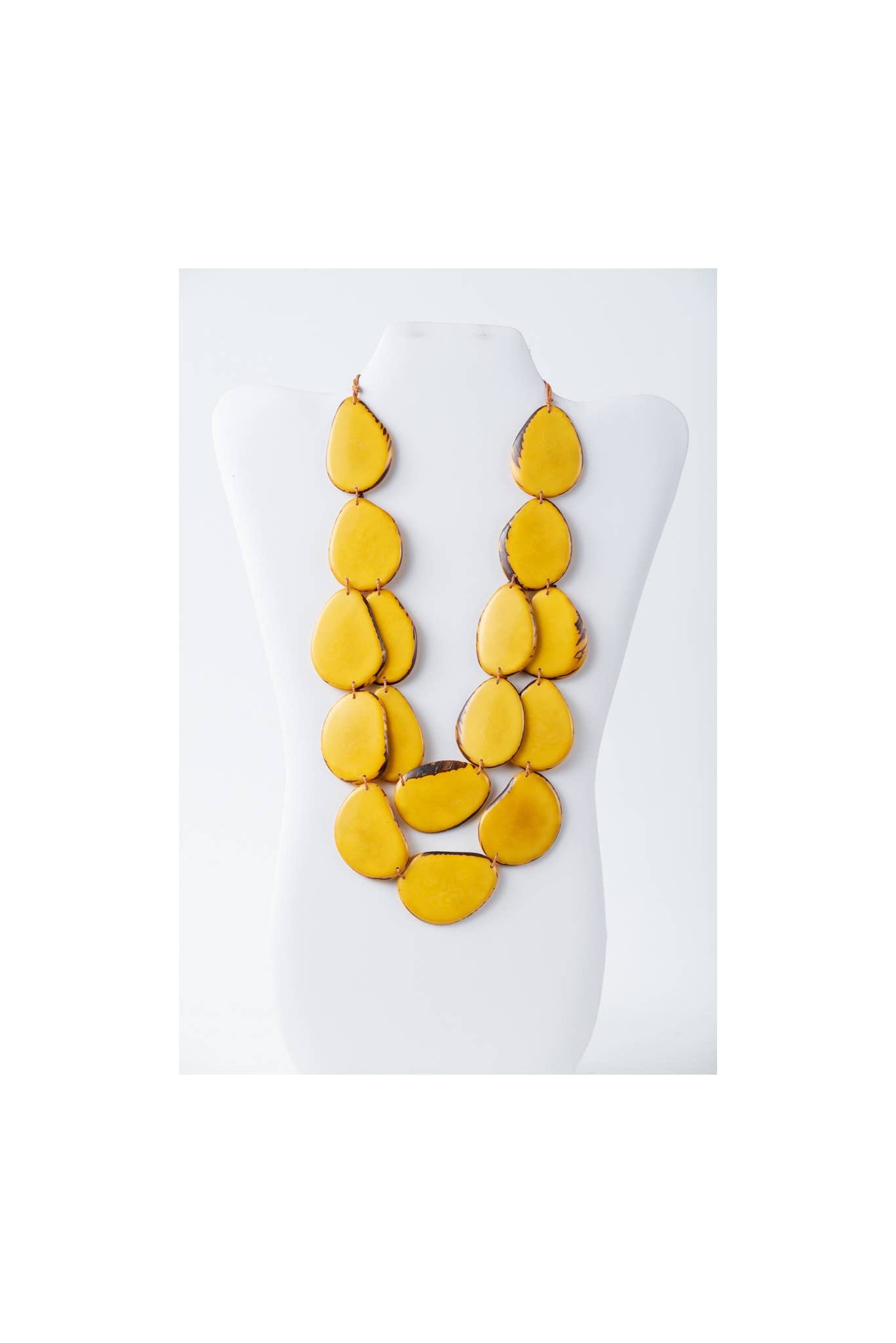 TaguArtsy – wholesale Bib necklace – Amoya Two stranded long Organic Tagua Nut Necklace ONLY1