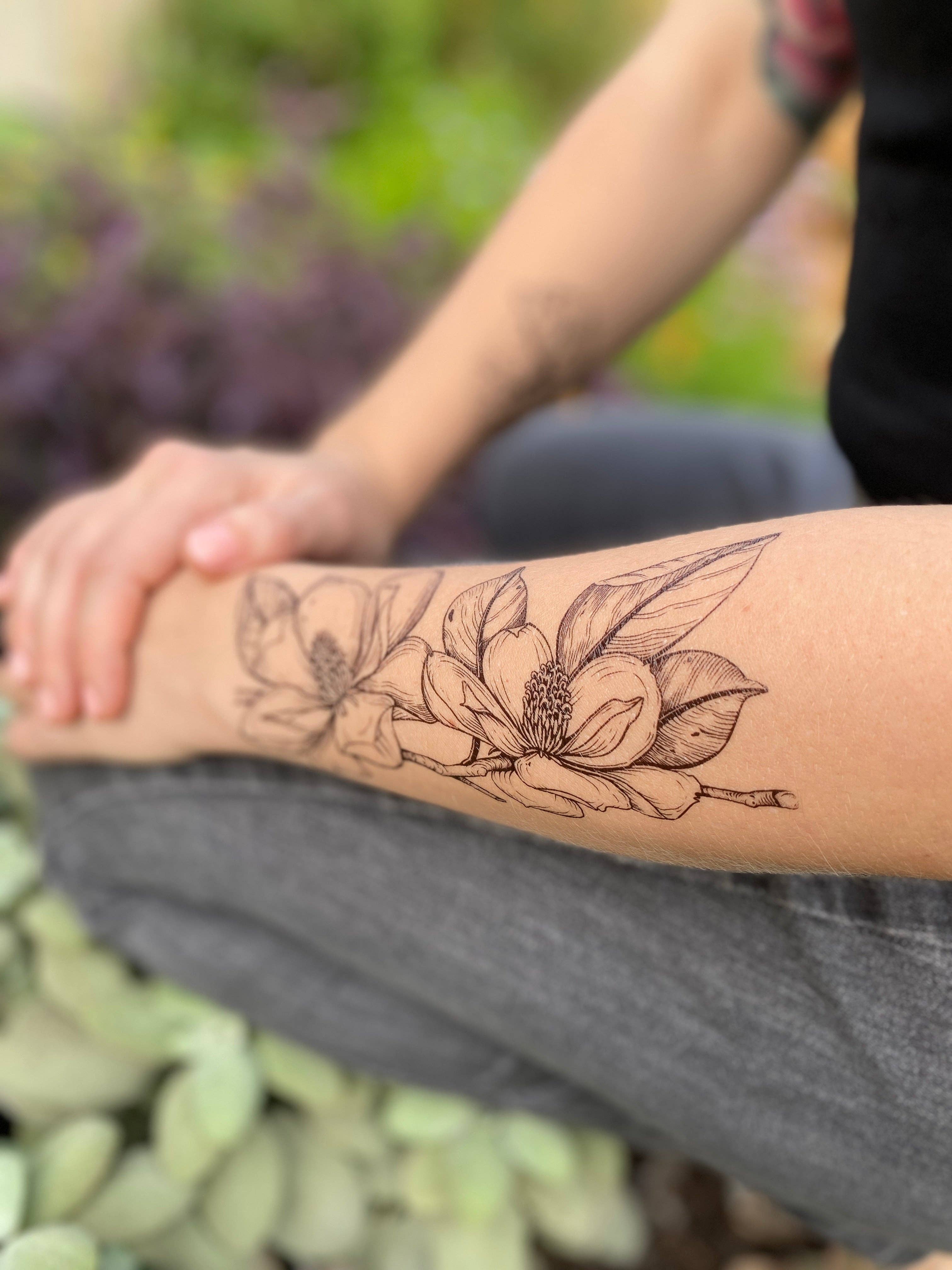 Botanical Magnolia Flower Tattoo Design – Tattoos Wizard Designs
