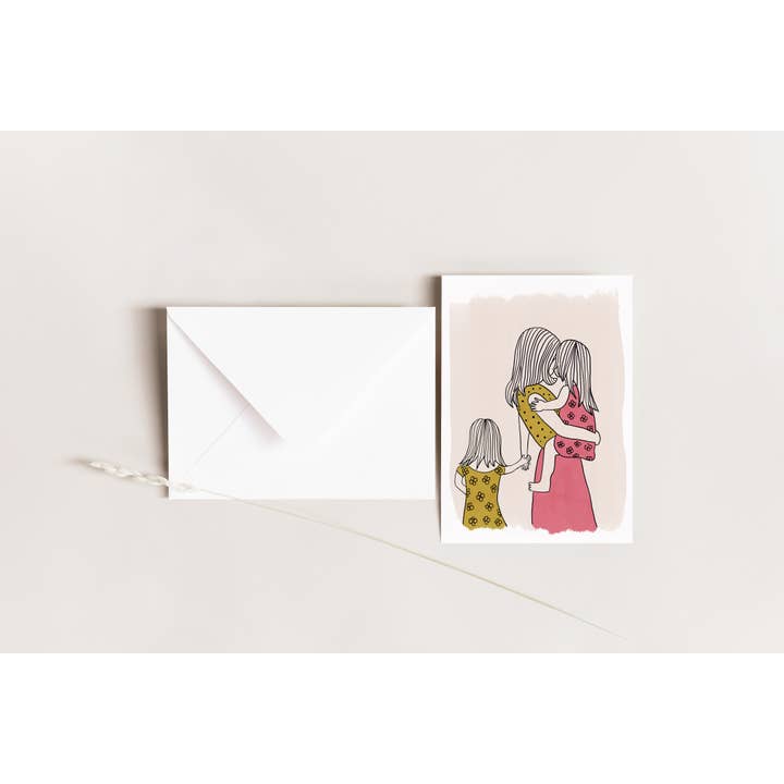 Brown Budapest - Venta al por mayor Tarjetas del Día de la Madre - Tarjeta plegada para madre de dos hijas con sobre