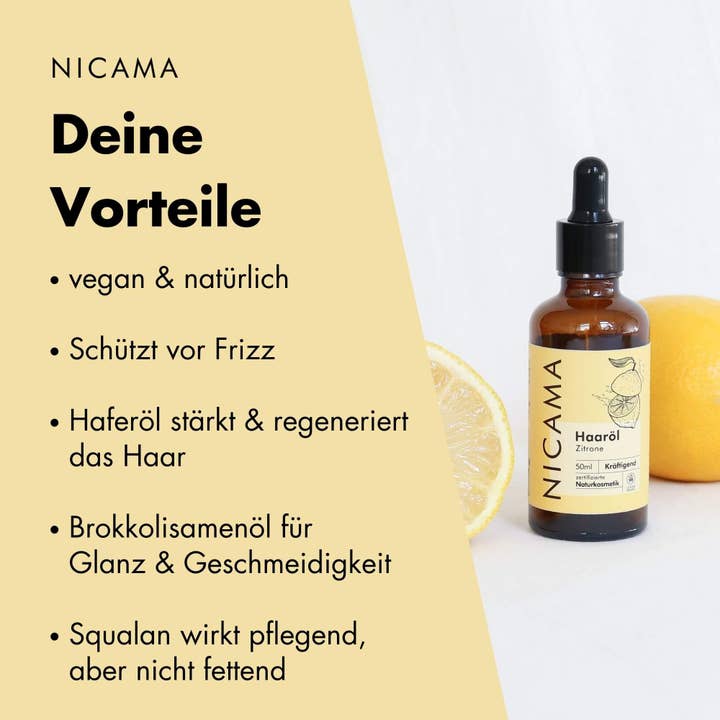 NICAMA - Wholesale Hair Oil - NICAMA hair oil lemon - hair care with squalane - organic & vegan2
