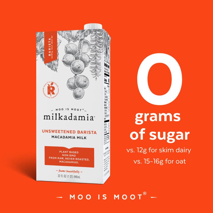 milkadamia - Wholesale Non-Dairy Milk - Unsweetened Barista Macadamia Milk, Plant-based, 32oz