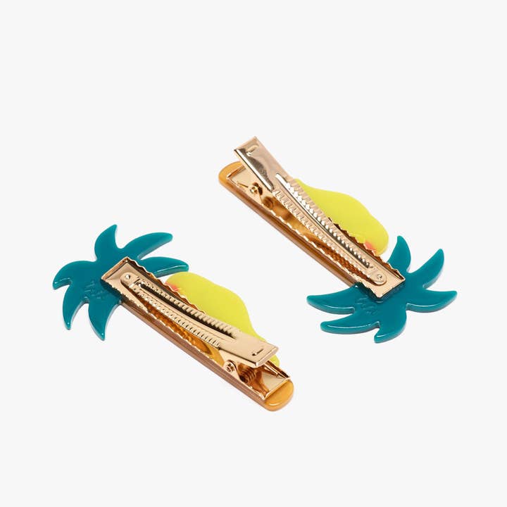 WINONA IRENE – Großhandel Haarclip – Damen – Grüner Papagei auf Palmenbaum Alligator-Haarspangen-Set3