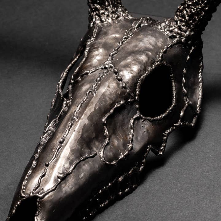 Metal Relic - Wholesale Wall Accent - "The End" 8 Point Deer Buck Skull Wall Sculpture1