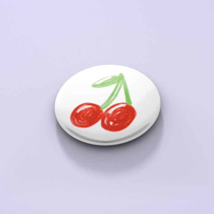 Cherries Button Badge for wholesale by Betty Ratbag