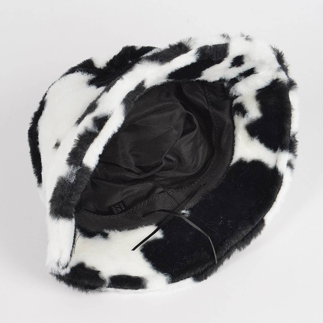3AM BY H&D ACCESSORIES - Wholesale Bucket Hat - Women's - Cow Print Fur Bucket Hat5