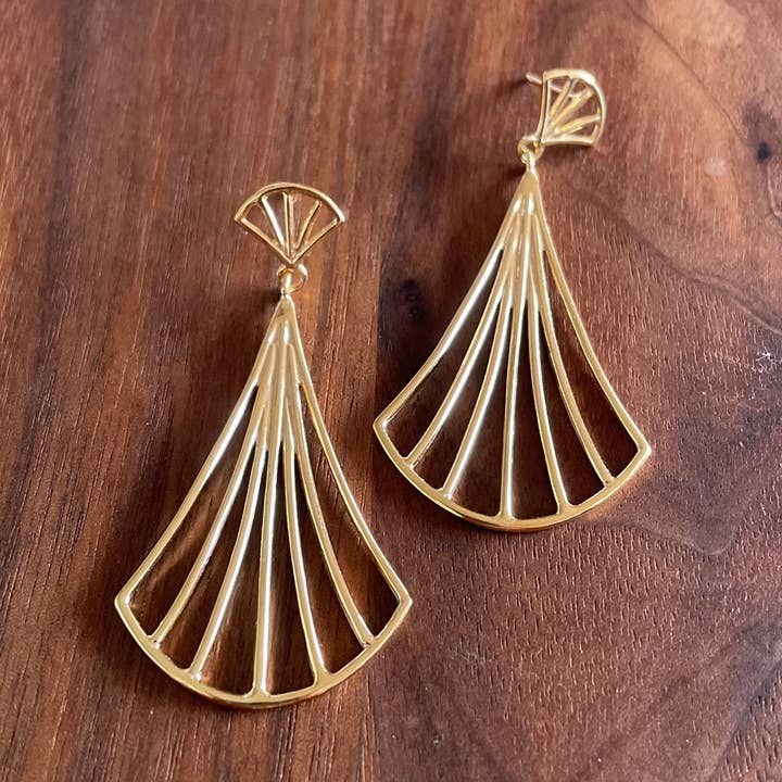 Double fan drop for wholesale by Hahn Jewelry