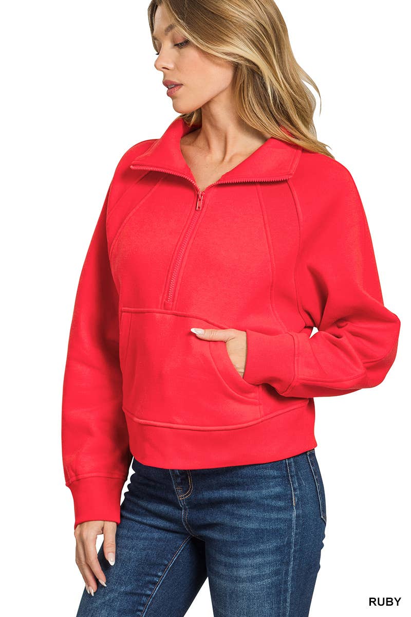 42POPS - Wholesale Sweatshirt - Women's - `.Half Zip Cropped Pullover30