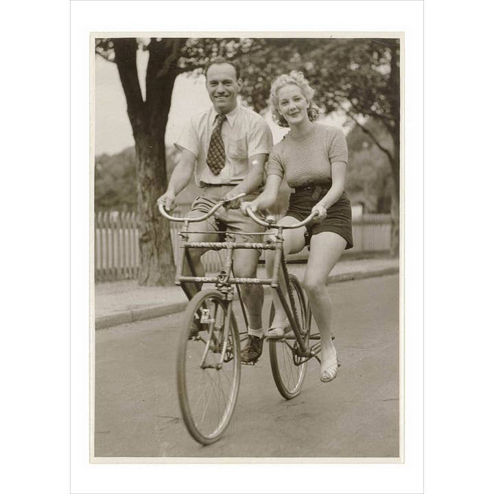 Man And Woman On A Malvern Star Abreast for wholesale by Retrospect Greeting Cards