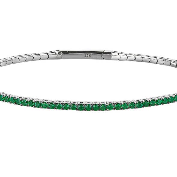 Platinum Finish Sterling Silver Single Row Flexible Bracelet for wholesale by Kelly Waters