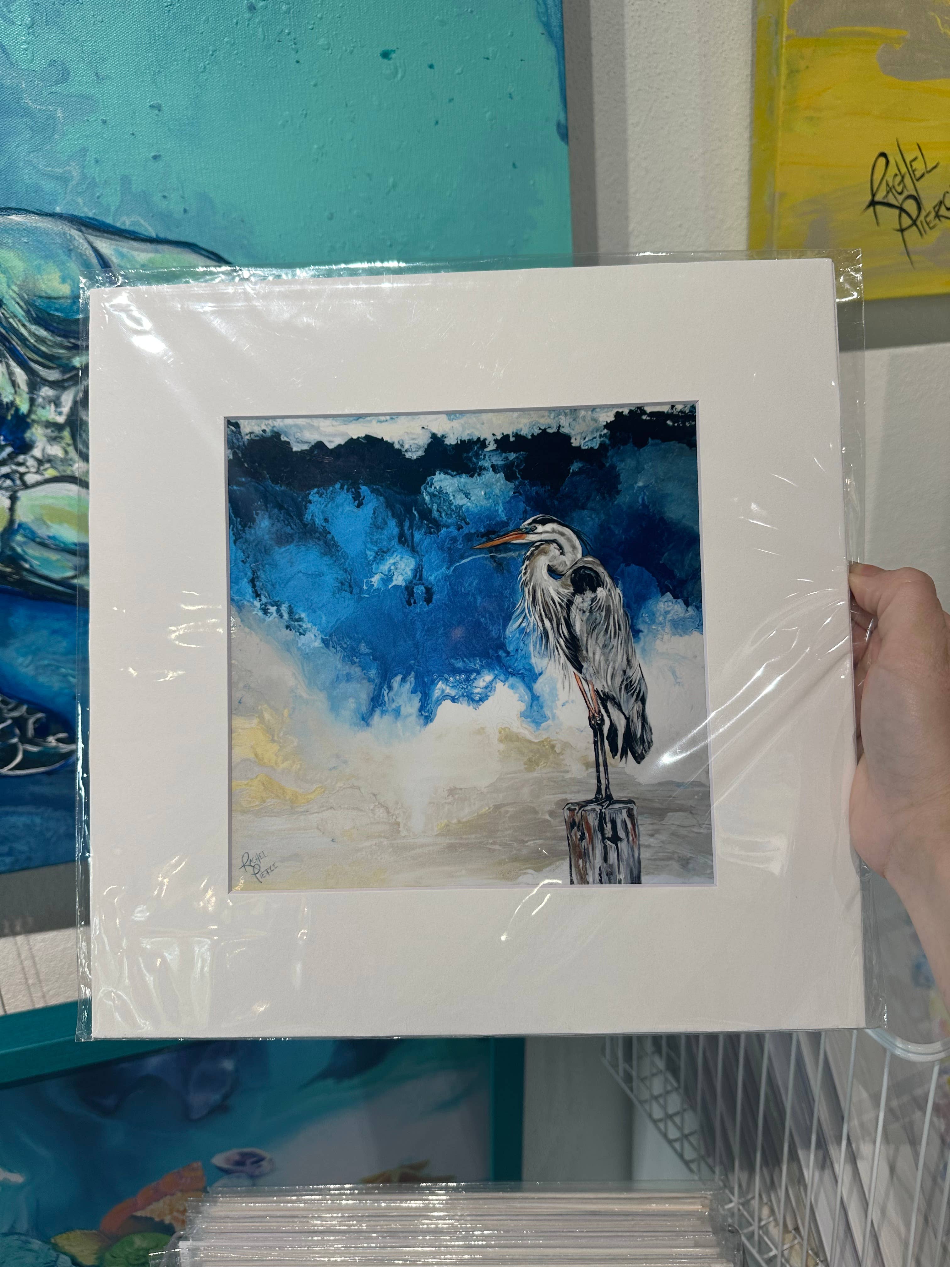 Rachel Pierce Art Gallery - Wholesale Art Print - Majestic Heron Matted Art Print1
