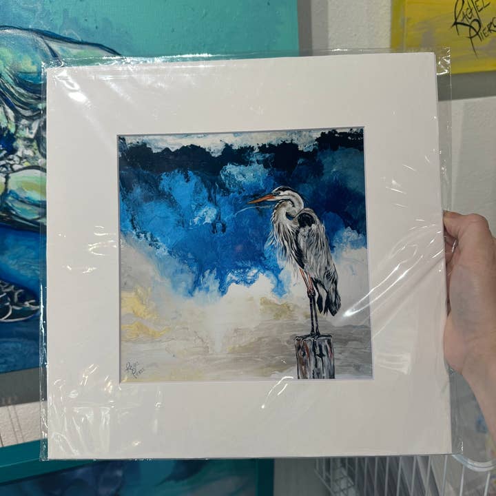 Rachel Pierce Art Gallery - Wholesale Art Print - Majestic Heron Matted Art Print1