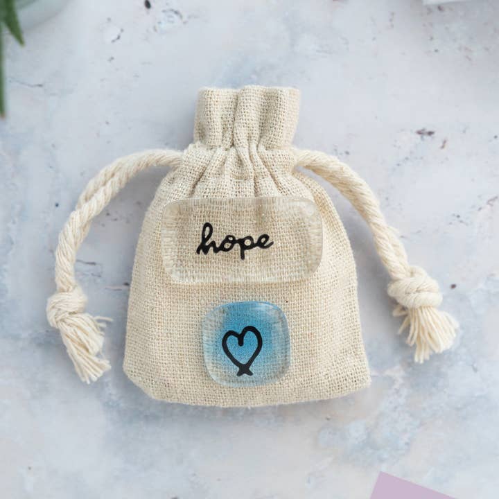 Salvia Glass - Wholesale Keepsake Coin/Token - Hope Positivity Pebble set - fused glass pocket pebbles