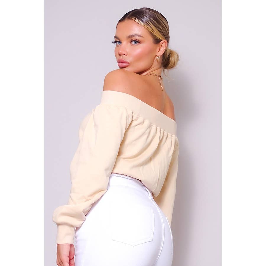 CEFIAN FASHION - Wholesale Sweatshirt - Women's - WANDERLUST VIBES OFF SHOULDER SWEATSHIRT TOP2