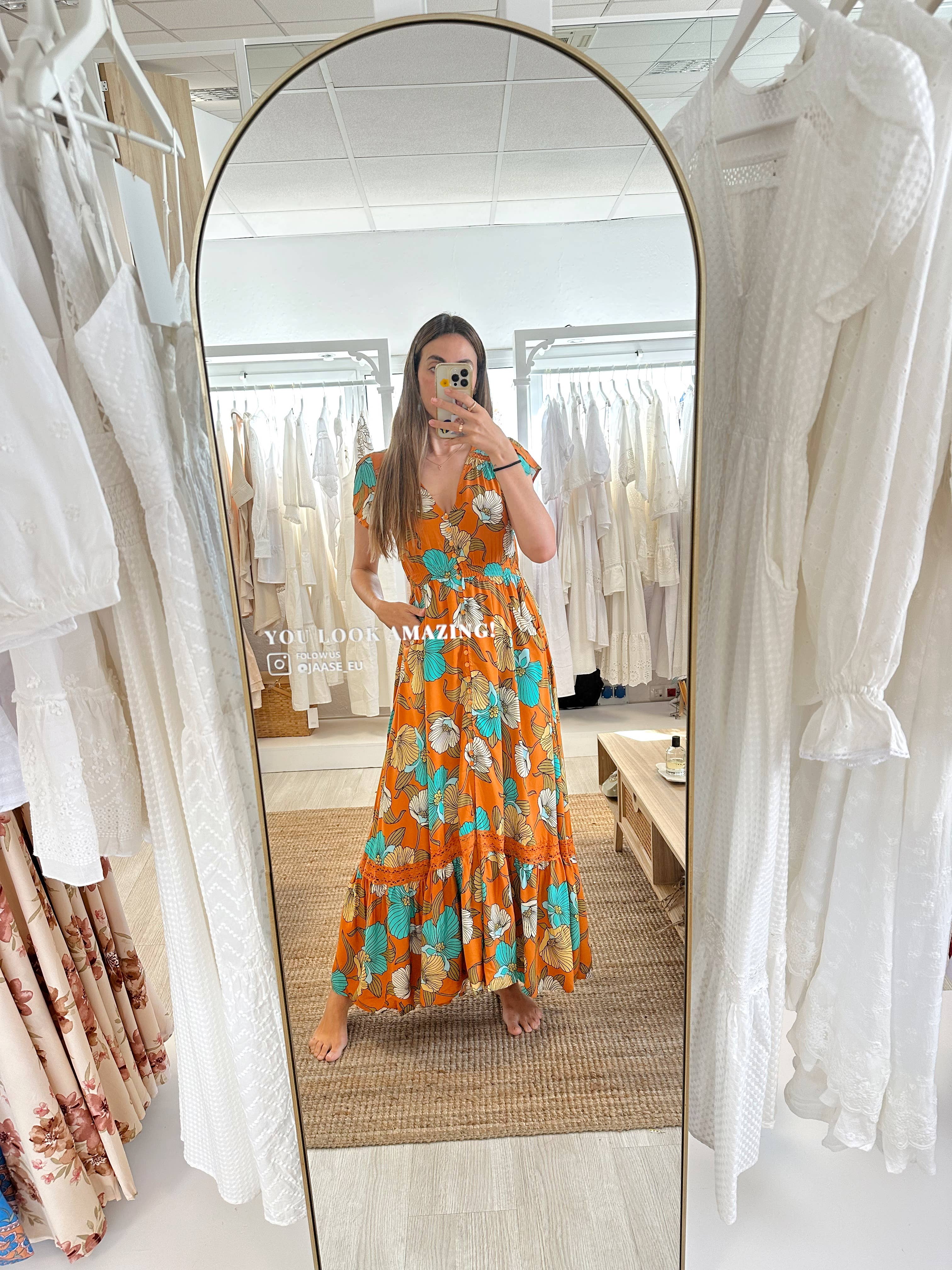 Jaase - Wholesale Dress - Women's - AQUA FIELDS PRINT CARMEN DRESS3