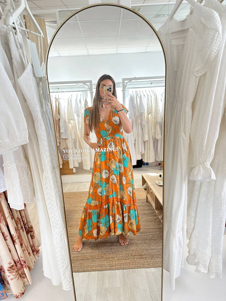 Jaase - Wholesale Dress - Women's - AQUA FIELDS PRINT CARMEN DRESS3