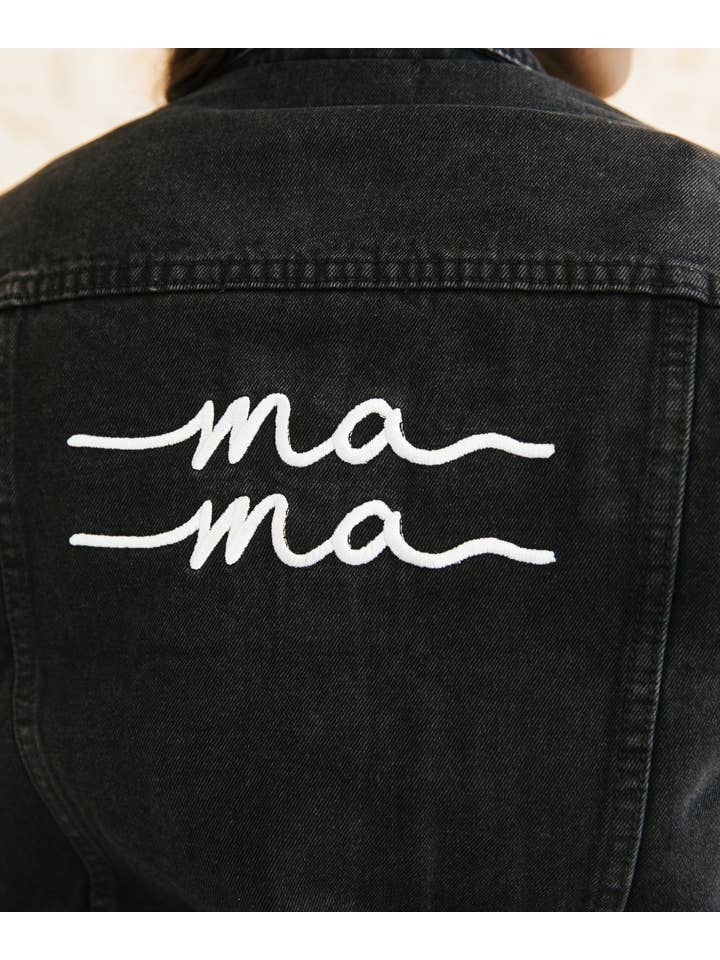 Sunflower Motherhood - Vente Veste en jean – femme - Veste en jean noire pour maman | Veste en jean élégante pour maman branchée5