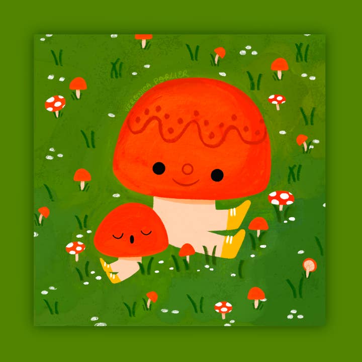Veronica Porlier Illustrations - Wholesale Art Print - Mushroom Friends Print0