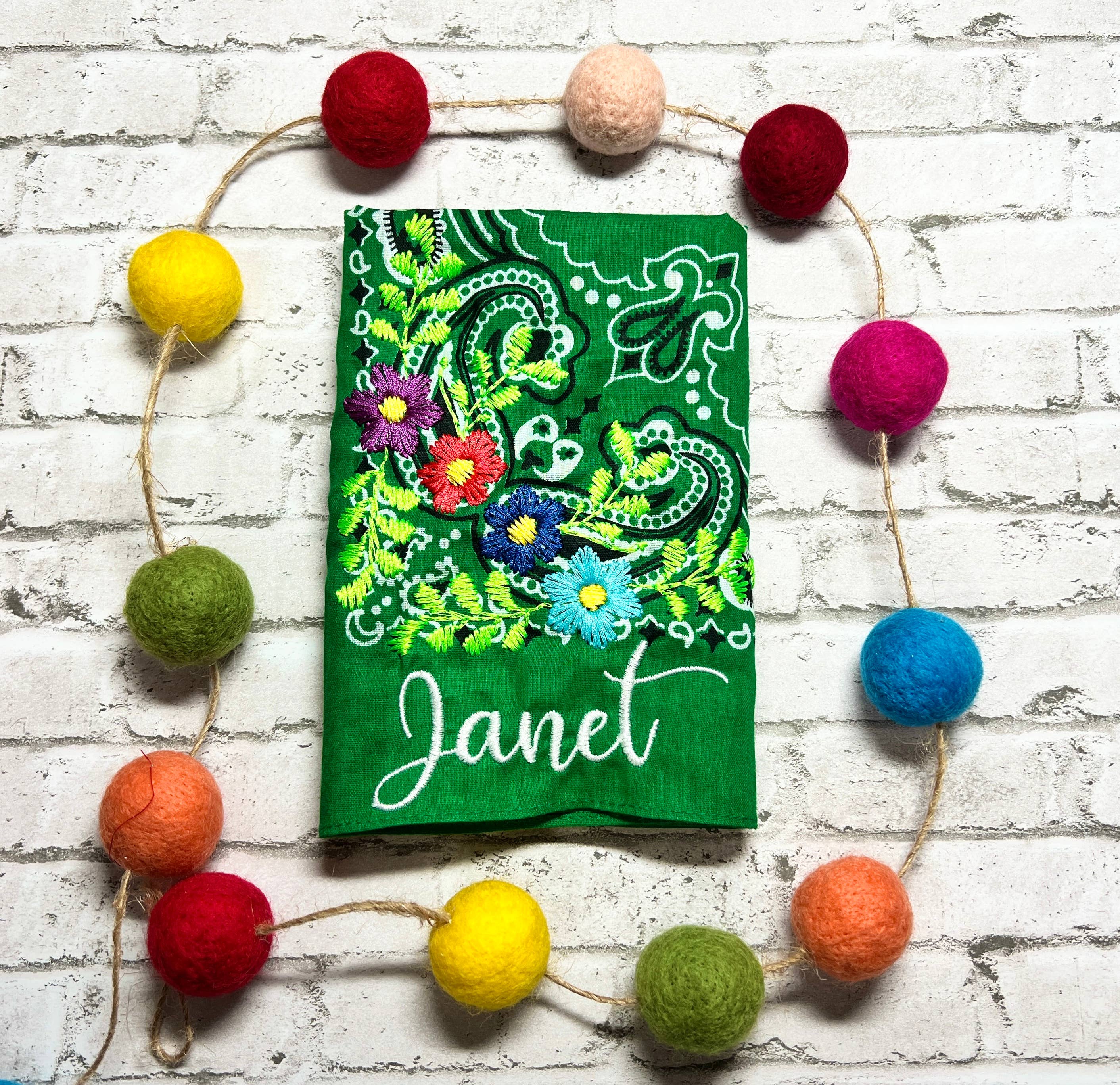 The Funky Soul - Wholesale Bandana - Unisex - Personalized Embroidered Floral Custom Name Bandana10