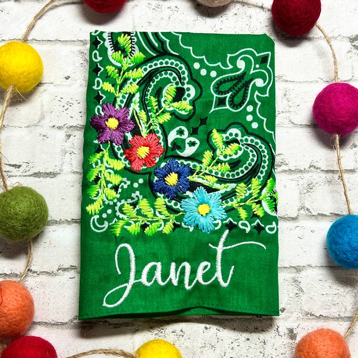 The Funky Soul - Wholesale Bandana - Unisex - Personalized Embroidered Floral Custom Name Bandana10