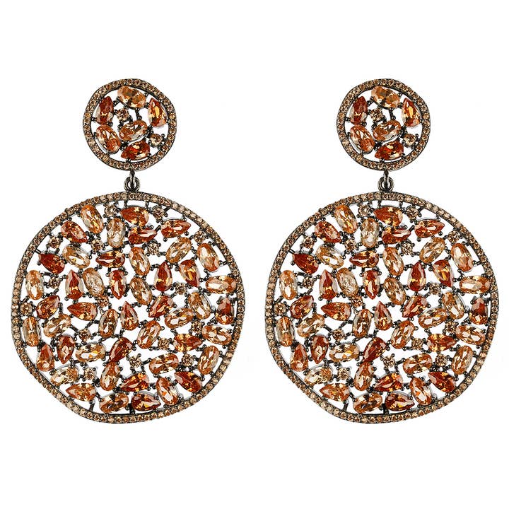 Lacelike Disc Drop Øreringe - Champagne for engroshandel hos JCM London