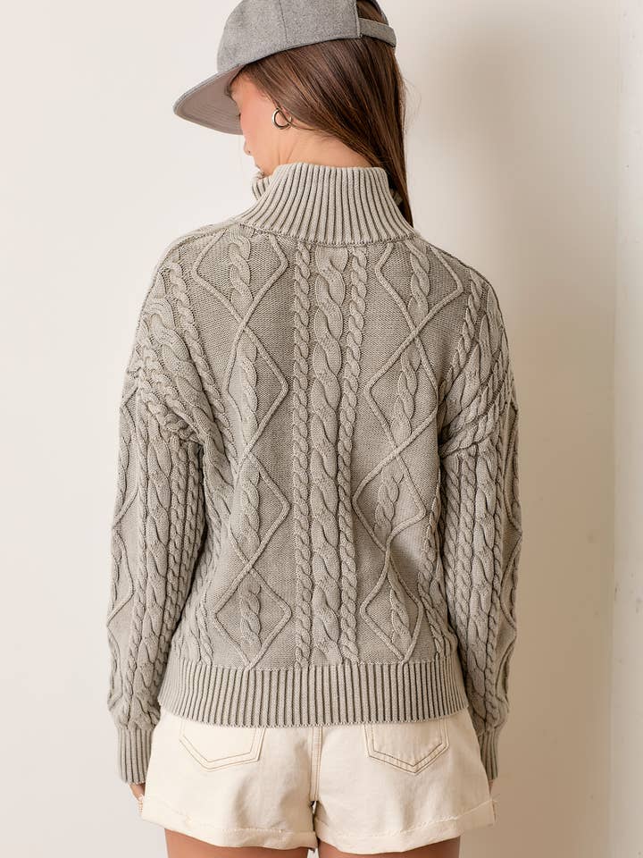 Promise LA - Wholesale Knit Sweater - Women's - Vintage vibe washed two way zip-up sweater11