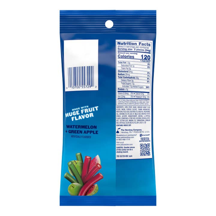 Shop The King - Wholesale Hard Candy - Jolly Rancher Ropes Watermelon-Apple Peg 6 oz (Pack of 12)1