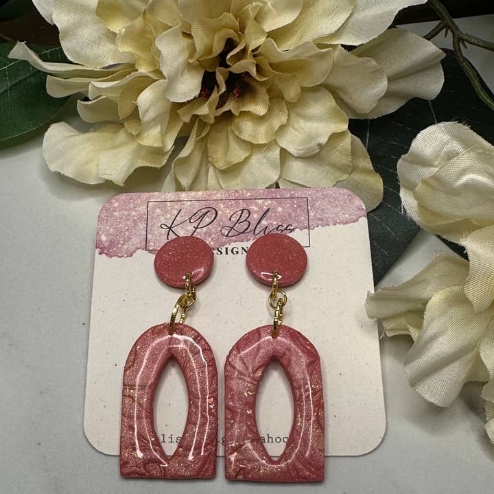 Handmade Open Window Vine Textured Polymer Dangle Earrings for wholesale by KP Bliss Designs