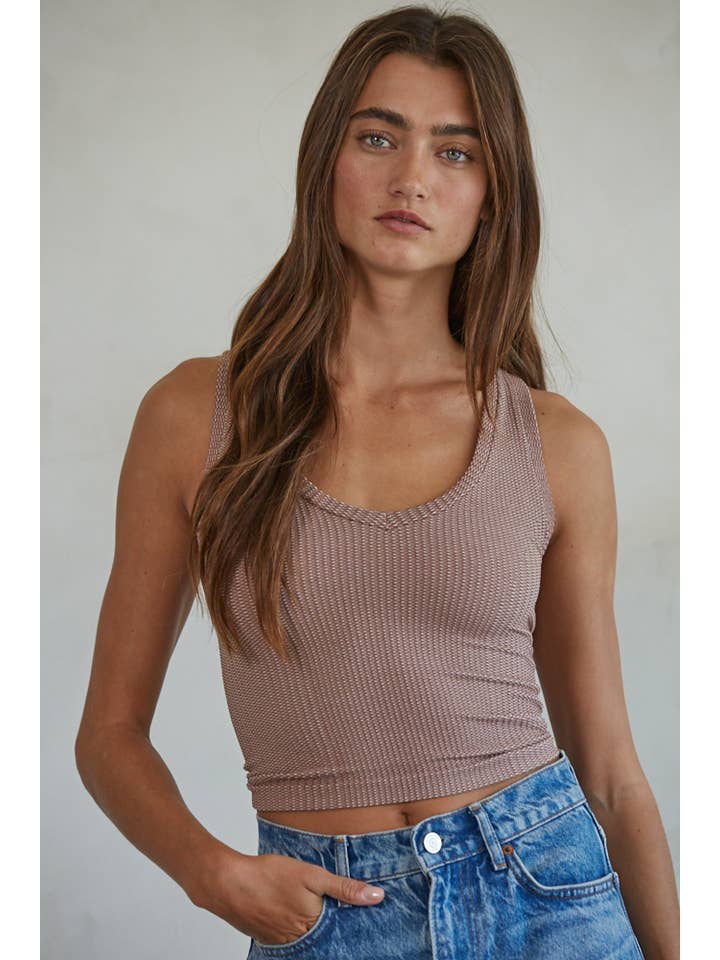 By Together - Wholesale Tank Top - Women's - S1233N | Seamless Knit Nylon Spandex Ribbed V-Neck Tank