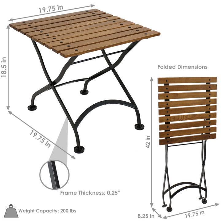 Sunnydaze Decor - Wholesale Side Table - Chestnut Wood Folding Square Side Table - 20 in - Brown