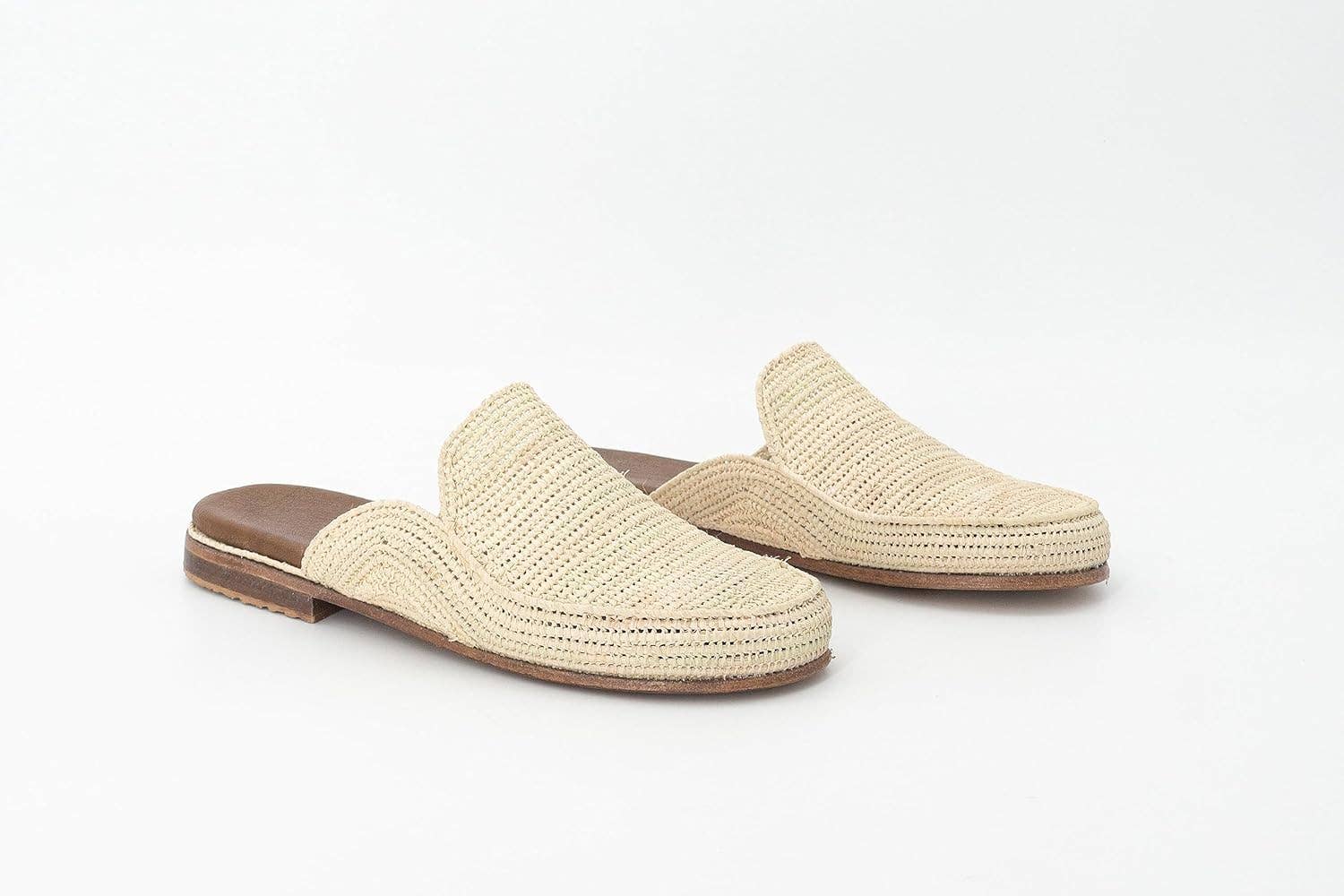 Beige Moroccan Raffia Slippers, Raffia shoes, raffia flats, Raffia for wholesale on Faire2