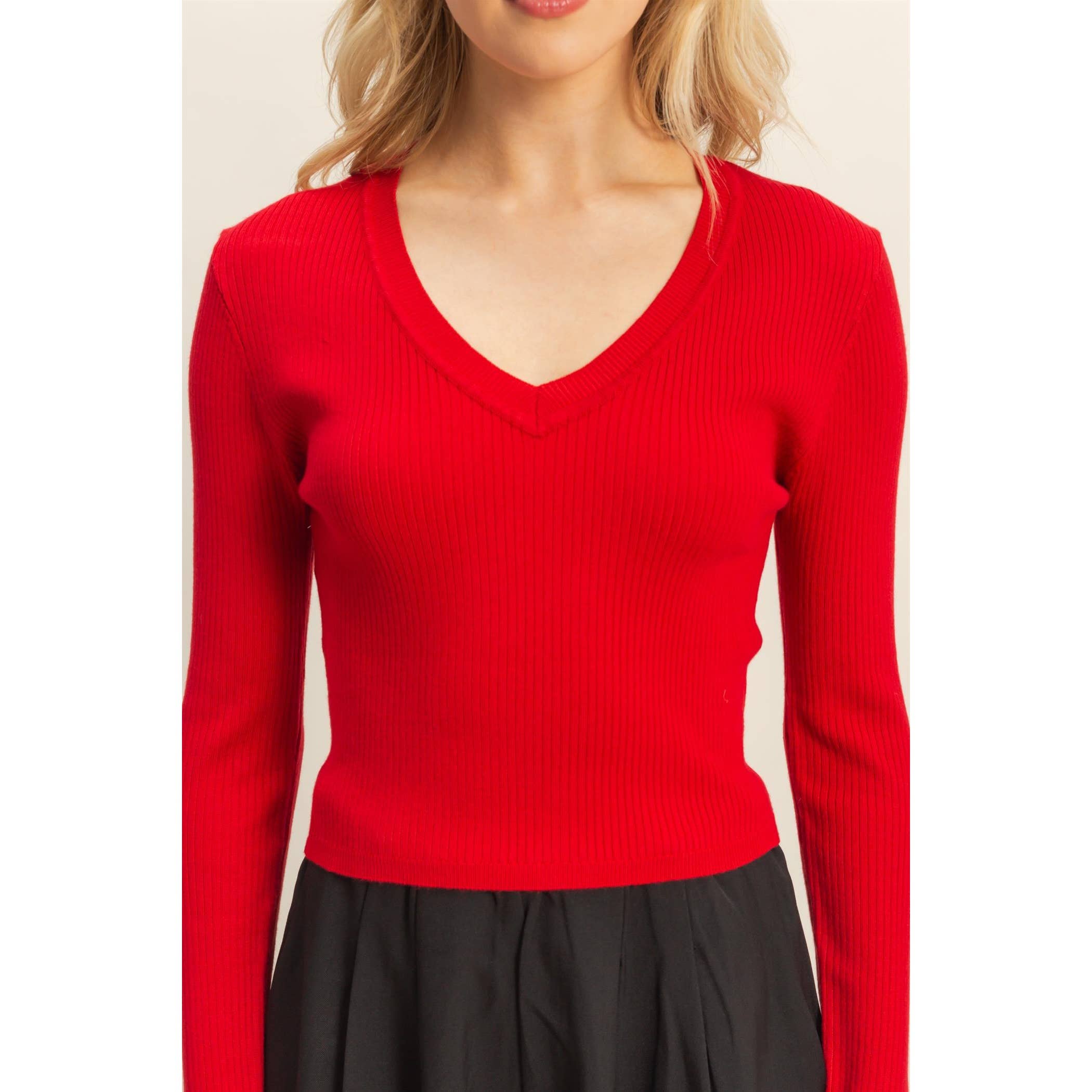 HYFVE - Wholesale Knit Sweater - Women's - V-Neck Fitted Sweater12