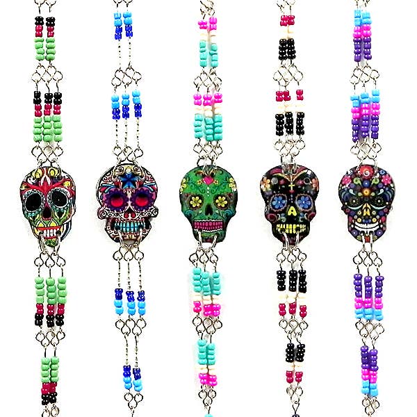 Acrylic Skull Beaded Metal Bracelet for wholesale by Pichincha