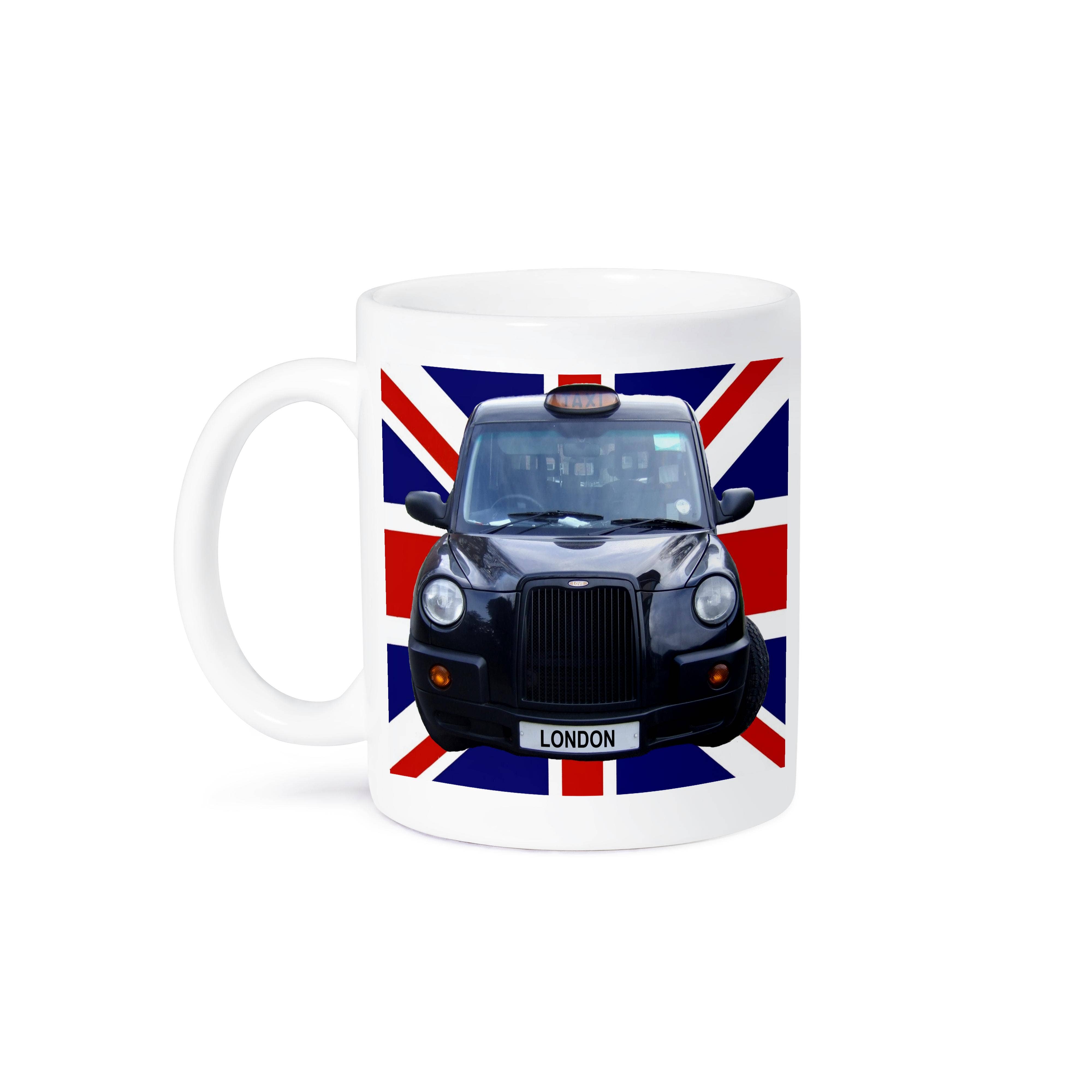 3dRose – wholesale Coffee mug – 3dRose, London Black Taxi Cab on British Flag union Jack background - UK Great Britain United Kingdom Travel, Mug7