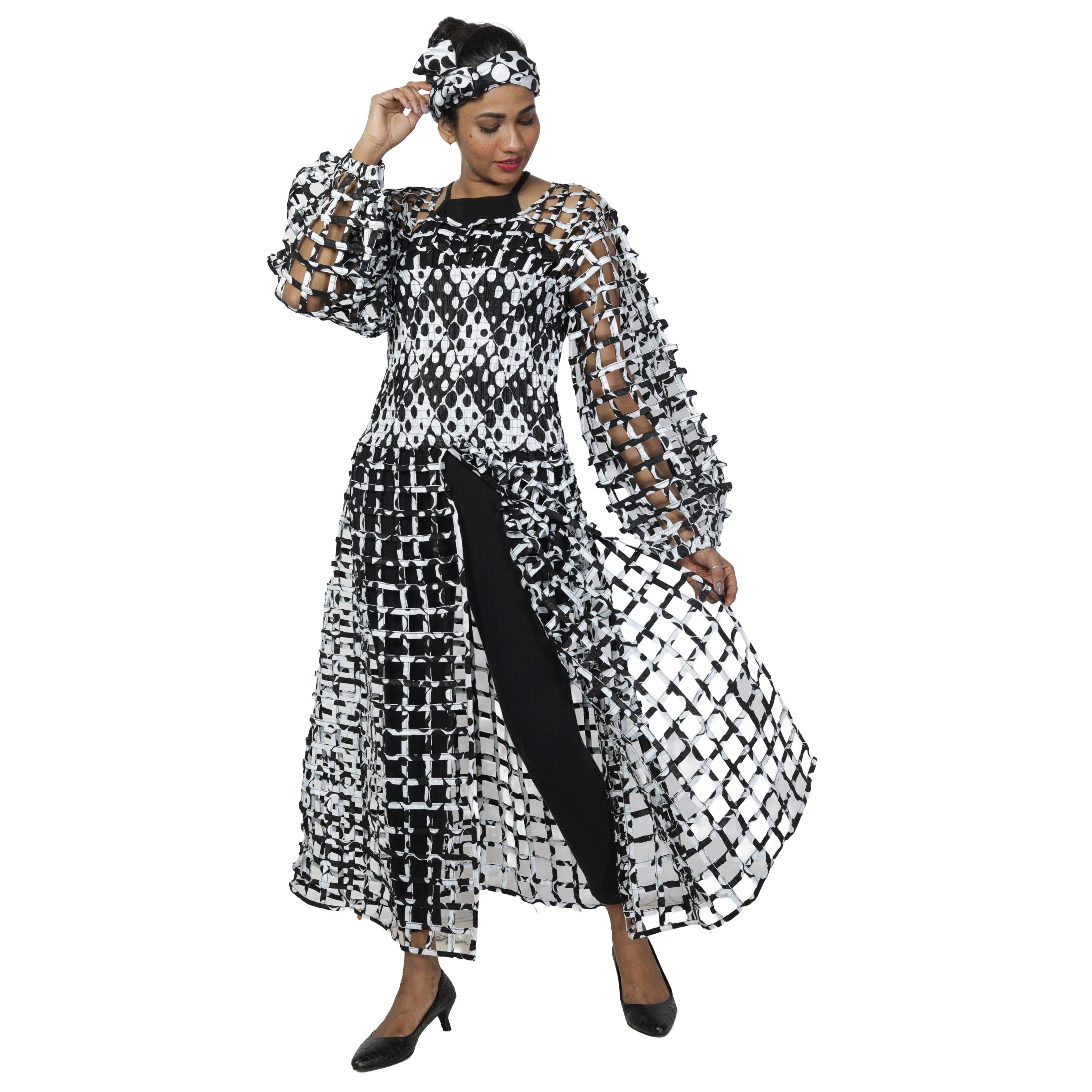 African Stars - Wholesale Dress - Women's - Women's Long Sleeve Smocked Bodice Cage Dress -- FI-ST12222
