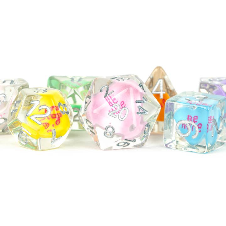 FanRoll by Metallic Dice Games - Wholesale Dice - NEW 13 Inclusion Dice Resin: Penguin, Koala, Dinosaur