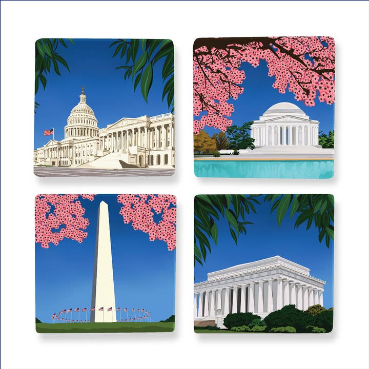 Naked Decor - Wholesale Coasters - Set of 4 MDF Coasters - Washington DC Monument Coasters
