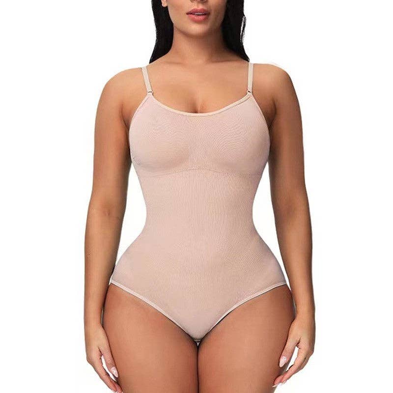 FurDecoration - Wholesale Shapewear - Women's - Solid Color Adjustable Shoulder Straps Tummy Control High Elastic Bodysuit Shapewear0