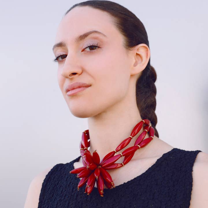 Sonata - Wholesale Snap Jewelry - Triple Choker Beads Resin Flower4