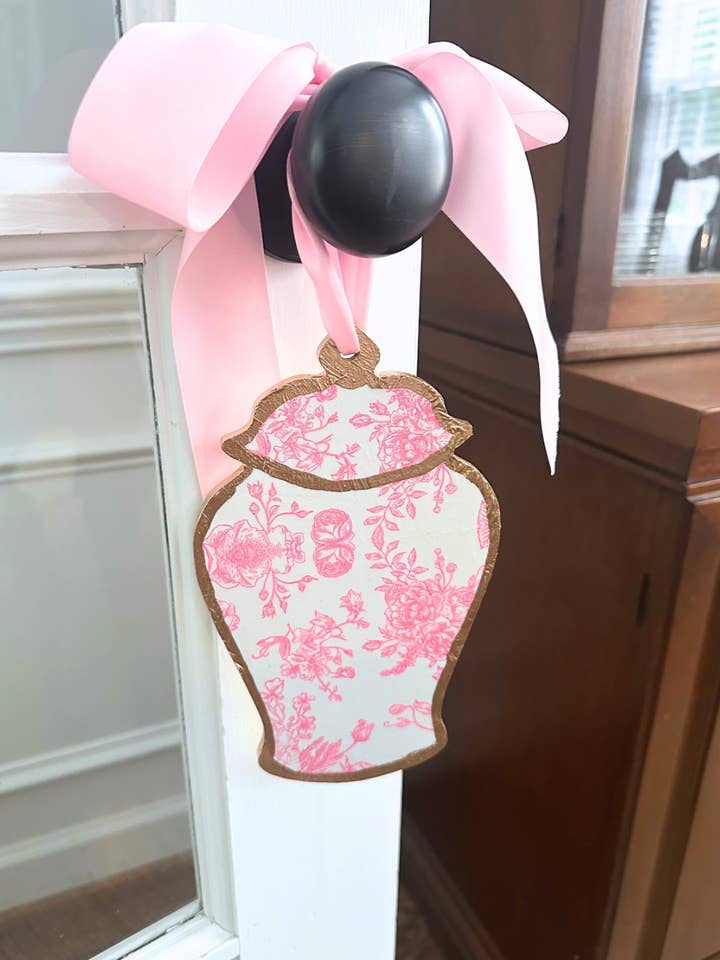 Appendino per Porta a Forma di Vaso di Zenzero - Fiori Rosa 8” per la vendita all'ingrosso da parte di SoCharm Designs