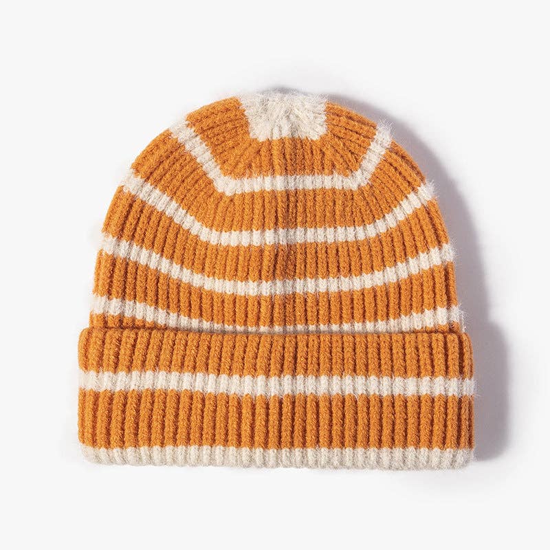 Dipped Shop - Wholesale Beanie - Women's - Winter Striped Beanie Cuff Warm Knitted Hat DP25G7323