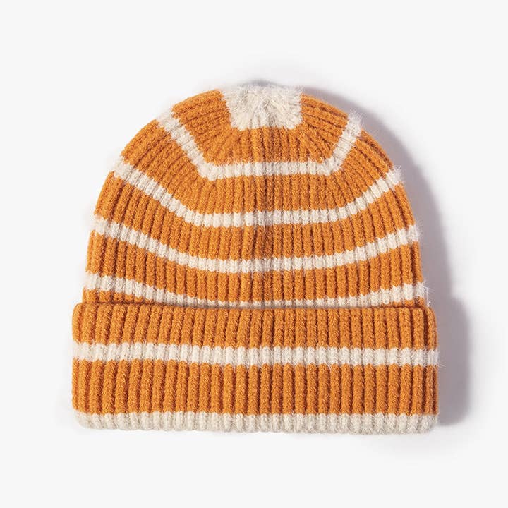 Dipped Shop - Wholesale Beanie - Women's - Winter Striped Beanie Cuff Warm Knitted Hat DP25G7323