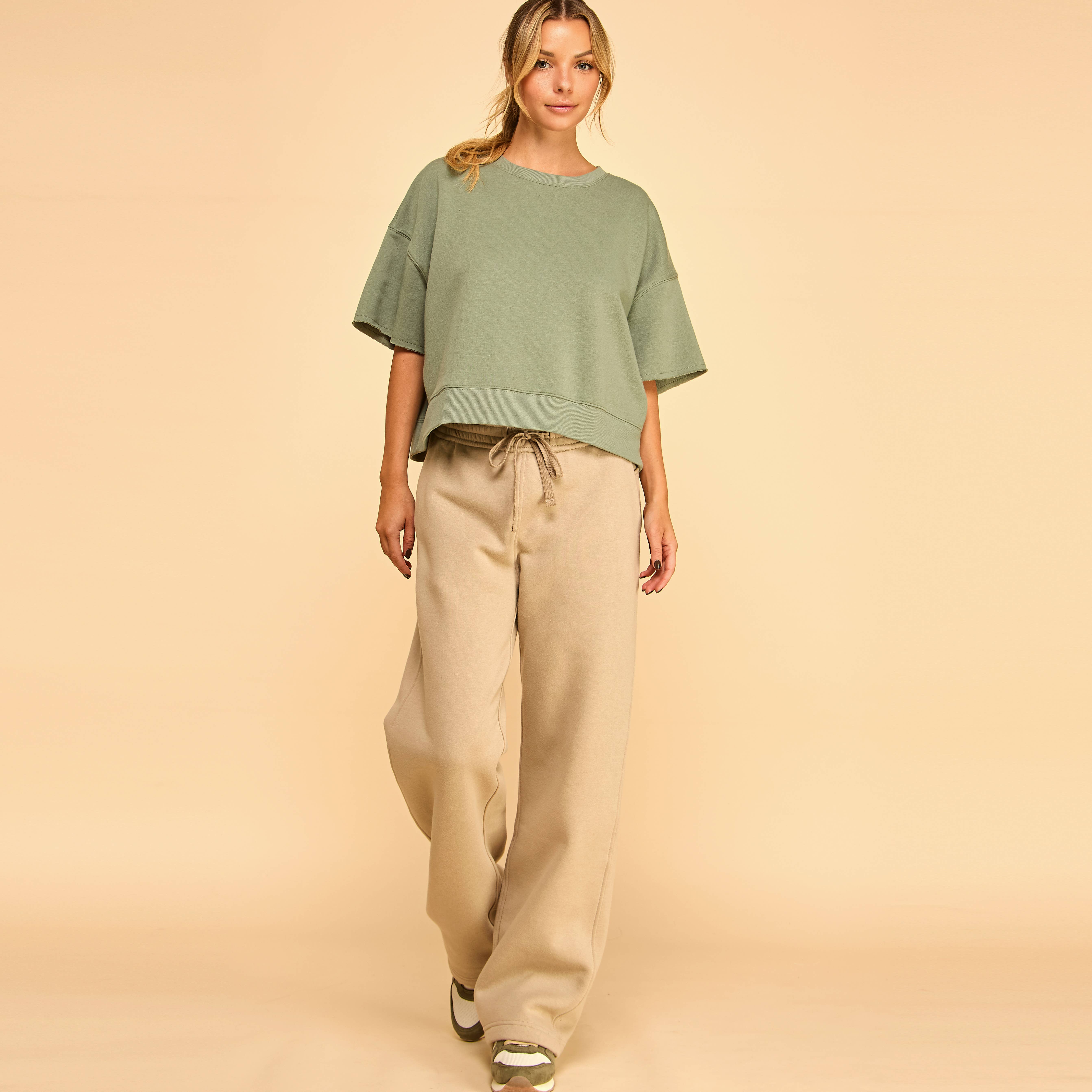 FREEZIA - Wholesale Sweatshirt - Women's - SUPER SOFT SHORT SLEEVE SWEATSHIRT IN FRENCH TERRY-FZ0009-D128