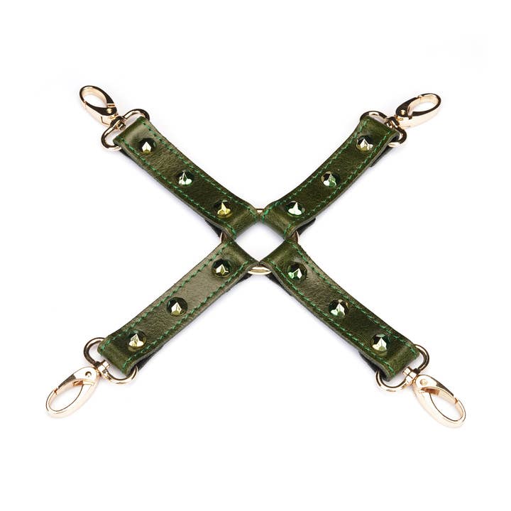 Luxuriöse grüne Lederkrawatte mit grünen Nieten für den Großhandel von Liebe Seele
