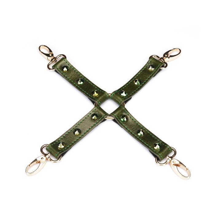 Luxury Green Leather Hogtie with Green Rivets for wholesale by Liebe Seele