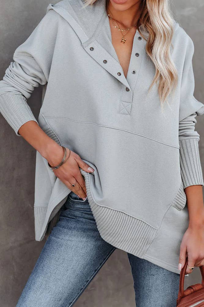 UNISHE – wholesale Hoodie – Women's – Plain Snap Button Oversize Hoodies CY12114