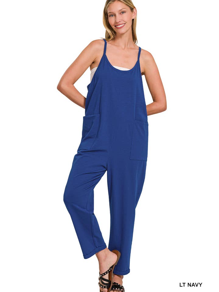 42POPS - Wholesale Jumpsuit - Women's - `.Spaghetti Strap Pocketed Cotton Jumpsuit18